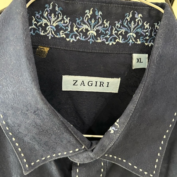 Zagiri Men’s Two Tone Blue Long Sleeve Shirt - Picture 7 of 9